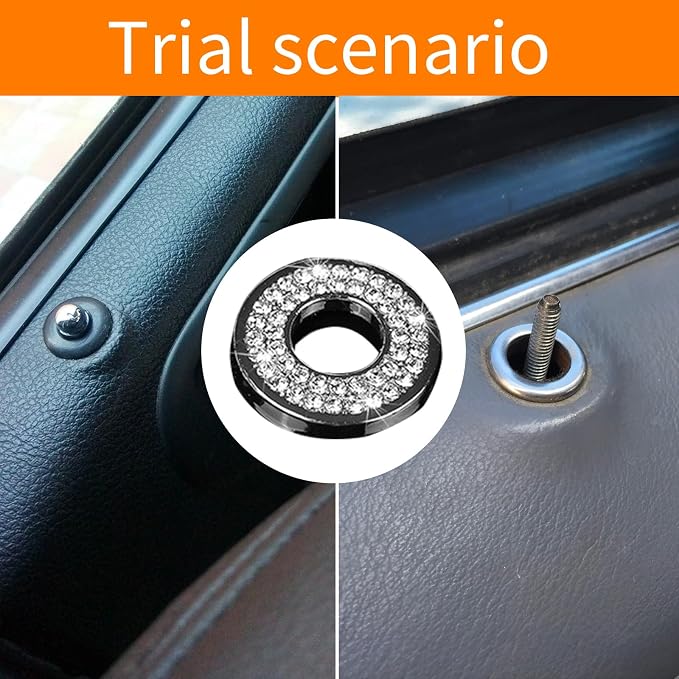 1 Pack 4 Pcs Bling Car Inner Door Lock Covers, Car Bling Accessories For Women Rhinestone, Rhinestones Pull Rod Bolt Decoration Covers Compatible With Mercedes-Benz A,B,C,D,E Class, Gla ,Glc (Silvery)