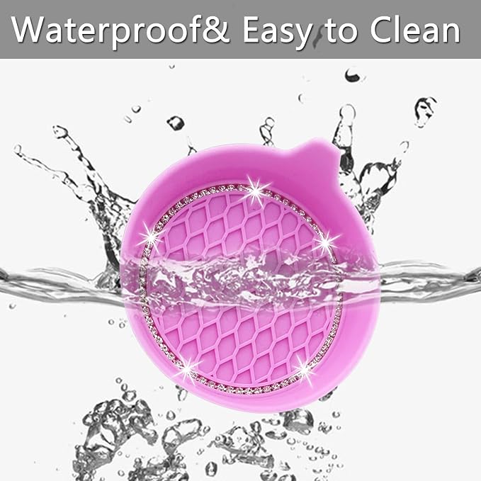 NBTEPEM 4PCS Bling Car Coasters, Non-Slip Insert Water Bottle Holder Pads, Bling Crystal Rhinestone Dustproof Automotive Interior Accessories, Universal for Vehicles, Trucks, RVs (4 pcs, Pink)