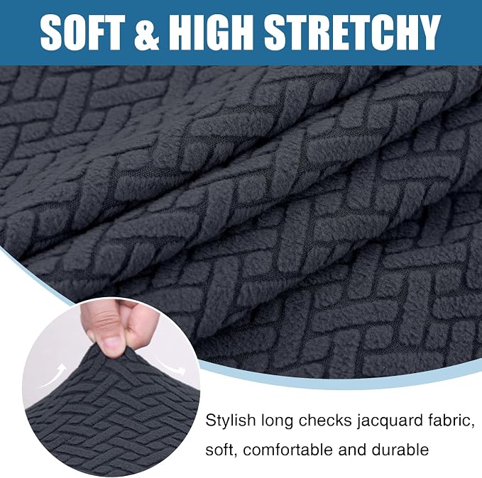 Smiry Waterproof Couch Cushion Covers, Stretch Jacquard Thick Sofa Cushion Covers, Washable Seat Slipcover Elastic Furniture Protector for Pets, Kid (3PC, Dark Grey)