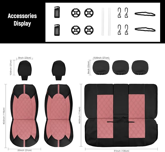 CAROMOP Luxury PU Leather Car Seat Covers Front Set, Anti-Stain Waterproof Automotive Seat Covers for Cars, Universal Car Interior Covers Seat Protectors for SUVs Pick-up Trucks(Dusty Rose)