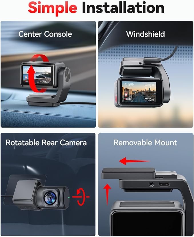 REDTIGER F4 Pro 4K STARVIS 2 Dash Cam, 5.8GHz WiFi 6 Transfer, 128GB Card | 2.2" Touch Screen, Voice Control, Mini Dash Cam Front and Rear with HDR Night Vision, Loop Recording, 24H Parking Mode