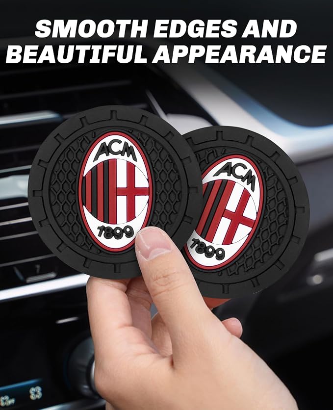 Cup Holder Insert Coaster for A.C.Milan UEFA UCL Fans,Anti Slip Car Cup Coaster Interior Accessories