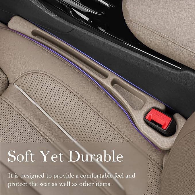 Car Seat Gap Filler 2-Pack, Universal Car Seat Gap Filler Organizer, Seat Gap Plug โ Fills Gap Between Seat & Console (Beige)