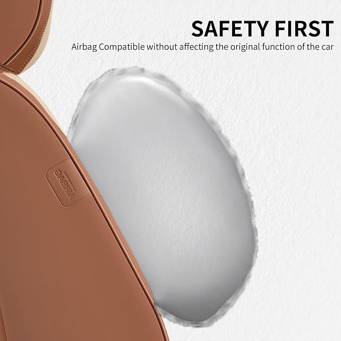 FLORICH Seat Covers, Atomutive Car Seat Covers Full Sets, Waterproof Seat Cover for Cars, Luxury Leather Universal Seat Cover Accessories Fit for Most Cars SUV Truck Sedans(Beige)