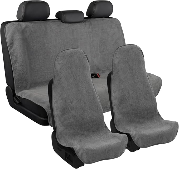 Waterproof Car Seat Cover Full Sets Interior Sets Universal Fits Car Sweat Towel for Trucks SUV Van Car Seat Protector Grey Protector Cloth Seats Pack of 3