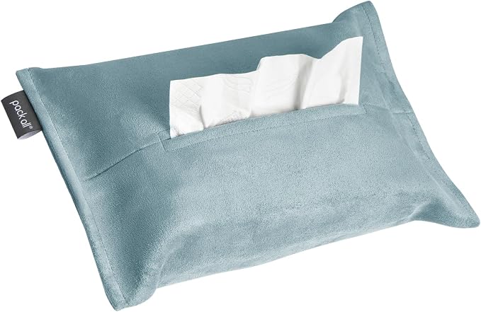 pack all Car Tissue Holder, Premium Microsuede Sun Visor Napkin Dispenser, Wipes Case for Backseat, Vehicle Accessories (Light Blue)