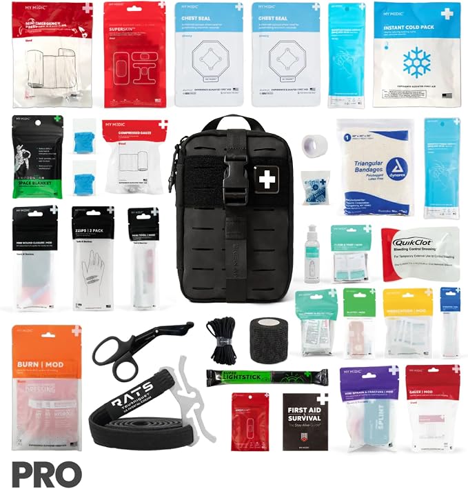 MY MEDIC MyFAK PRO Tactical IFAK Trauma Kit & First Aid Kit with Tourniquet - HSA FSA Items - Built in USA - Combat Medical Supplies, Trauma Pack & Molle Bag for Car, Truck, Vehicle, Boat & EDC, Black