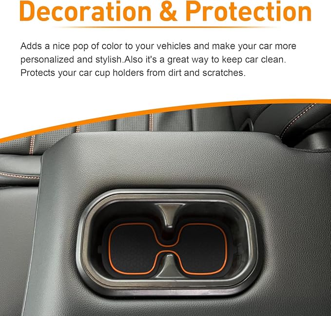 for Honda CRV Accessories 2023 2024 2025 2026 3D Cup Holder Center Console Liner Inserts Silicone Anti-dust Mat Pad Interior Decoration (2 Pcs, Orange Trim)