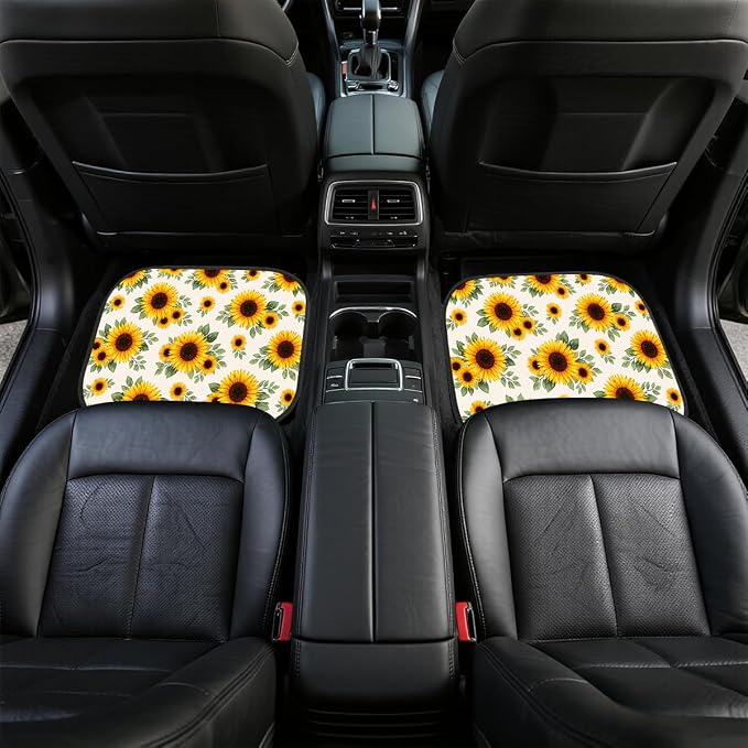 Turkish Persian Blue Car Floor Mats Bohemian Floral Carpet Front Rear Carpets Mat Decorative Car Floor Carpets Non-Slip Auto Car Accessories Universal Fit for Car SUV Truck Van
