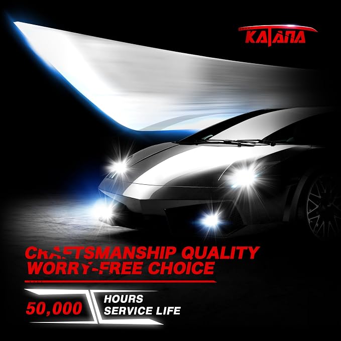 Katana H11 Bulb,H9 H8 400% Brightness White Plug and Play 1:1 Size of Fog 2
