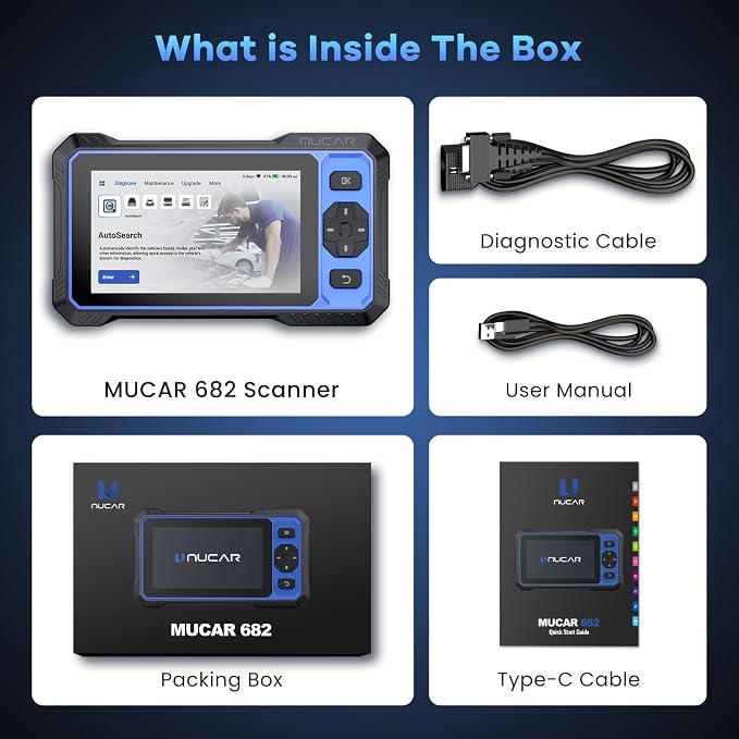 MUCAR 682 AI-Assisted OBD2 Scanner Bidirectional Scan Tool, Scanner for Car ALL System, OBD2 Scanner Diagnostic Tool with Active Test,Car Diagnostic Scanner with 20+ Reset,CAN FD & FCA SGW,Free Update