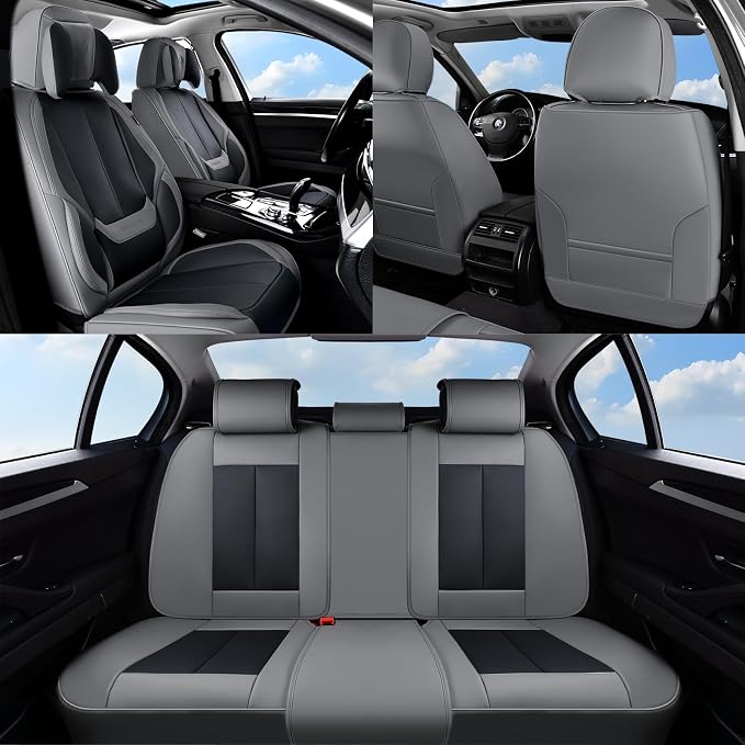 Coverado Car Seat Covers, Seat Covers for Cars, Waterproof Leather Auto Seat Protectors, Leather Car Seat Cushion, Car Interiors Accessories Universal Fit for Most Cars