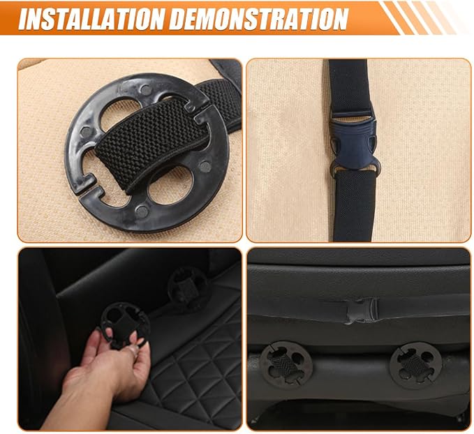 2PCS Luxury Faux Leather Car Seat Cover, Car Seats Cushion, Black | Anti-Slip Waterproof Universal Front Bottom Seat Protector with Storage Pocket for Sedans, SUVs, Trucks, Triangular Pattern