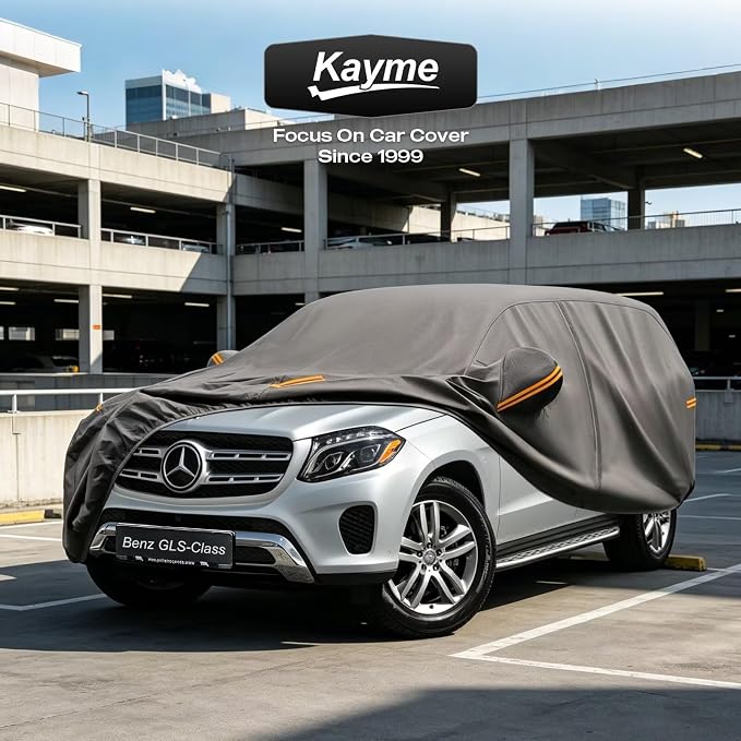 Kayme Heavy Duty SUV Car Cover Custom Fit for Mercedes Benz GLS Class GLS450 GLS580 GLS63 2015-2026, Waterproof All Weather Outdoor Full Protection, UV Sun Rain Resistant with Zipper Door