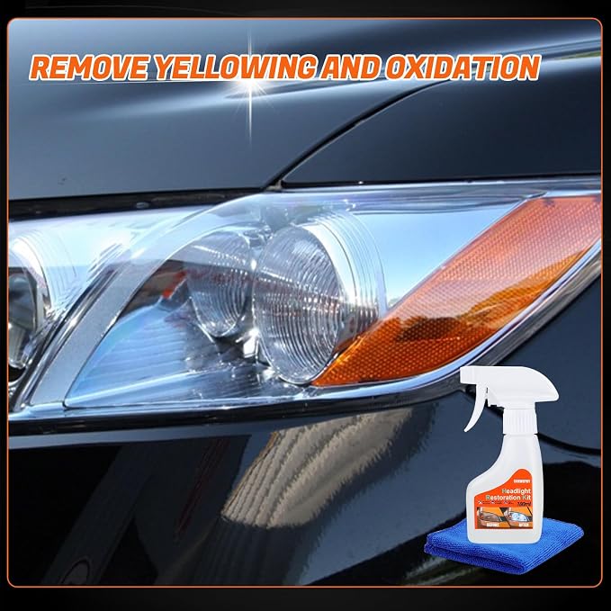 Headlight Restoration Kit Headlight Cleaner Head Light Cleaner Removing Yellowing Oxidized with Headlight Cleaner Towel (Scratches & Damages Cannot be Repaired)
