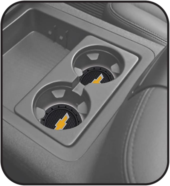 Plasticolor 000648R01 Chevrolet Bowtie Gold Cup Holder Coaster, Black