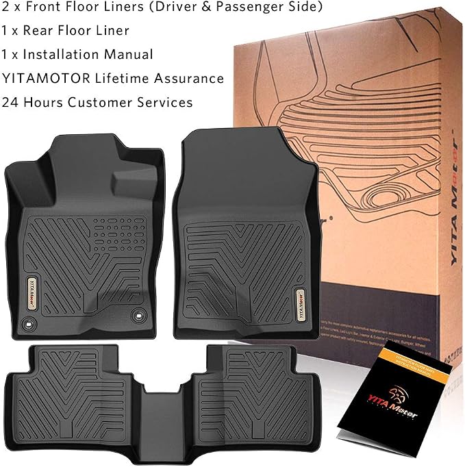 YITAMOTOR Floor Mats for Honda Civic Sedan/Type R 2016-2021 & Hatchback 2017-2021 & Coupe 2016-2020, TPE All-Weather Custom Fit Floor Liners, Durable Anti-Slip Accessories, 1st & 2nd Row, Black