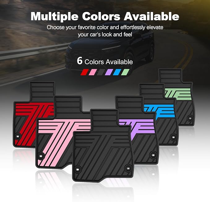 Rubber Floor Mats for Honda CR-V 2026 2025 2024 2023 (Gasoline & Hybrid) | All Weather Custom Fit Heavy Duty Car Mats for CRV, 1st & 2nd Row, Black