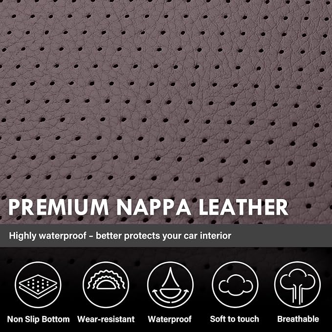Coverado Silverado Seat Covers Full Set, Faux Leather Car Seat Covers Fit for Chevy Silverado GMC Sierra 2007-2013 & 2019-2026 1500, 2020-2026 2500HD 3500HD Crew Double Extended Cab(Brown)