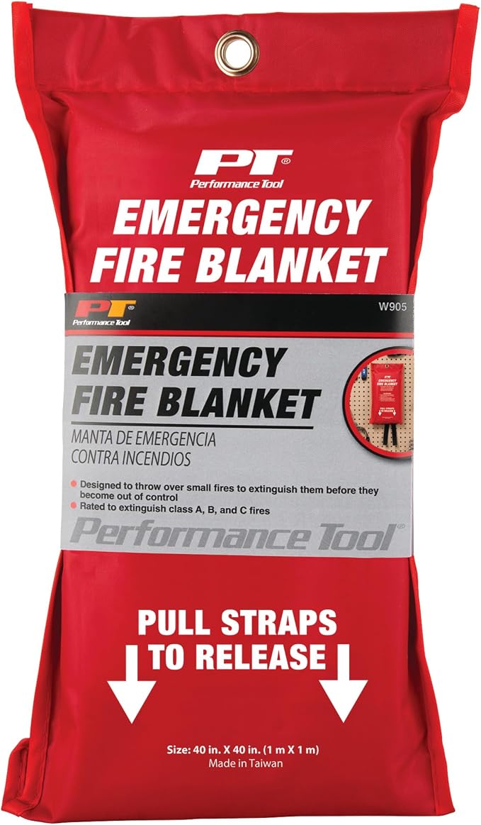 Performance Tool W905 Emergency Fire Blanket, for Class A, B and C Fires, for Shops, Homes, Cars and RVs