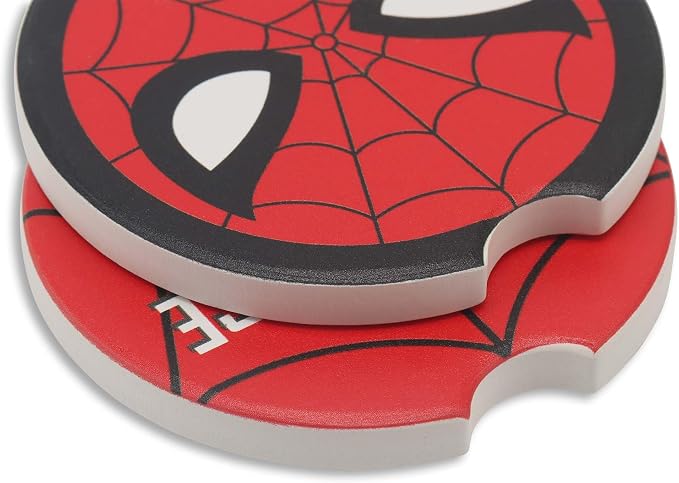Marvel Spider-Man Spidey-Sense Ceramic Car Coasters | Fun Auto Coasters, Set of 2 - Great Gift Idea