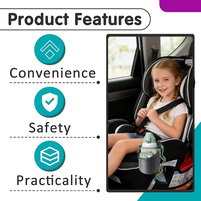 2 Pcs Car Seat Cup Holders Compatible with Graco 4Ever DLX Car Seats | Dishwasher Safe Single Cup Holder, Durable Replacement Accessory, For Toddler Car Seats, Fits Left or Right Side, Black