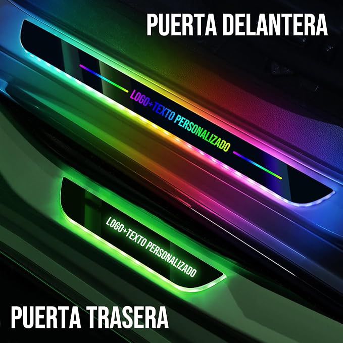 Custom LED Car Door Sill Light with Personalized Logo/Text | USB Rechargeable Auto Sensor Welcome Pedal Light | 7 Colors 12 Modes | Universal Fit for Car Interior Accessories