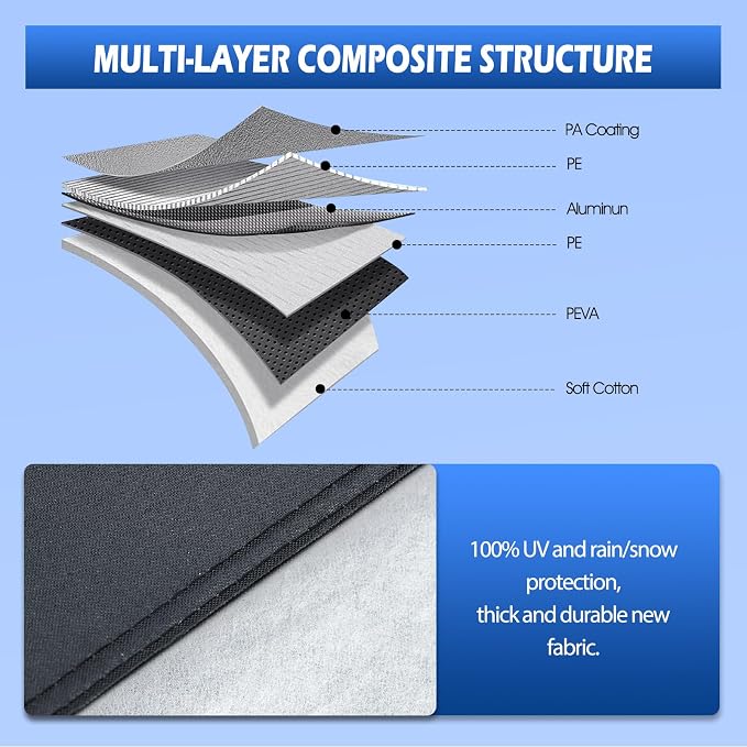 Truck Cover Waterproof All Weather, 6 Layers Pickup Cover Fit for Ford F250/F350, Chevrolet Silverado, Ram 2500, Gmc Sierra, See Size Chart (T5 Fit Truck Length Up to 266 inch)