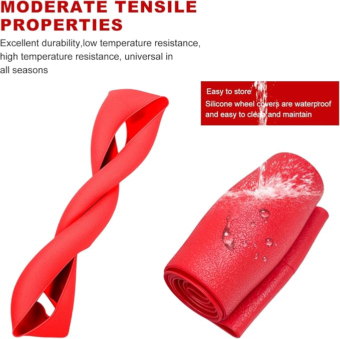 DXNQ Car Steering Wheel Cover, 13 to 14.17 inches Anti-Slip Silicone Steering Wheel Protector, Soft Flexible Shock-Absorbent Steering Wheel Protective Cover for Most Car Models (Red)