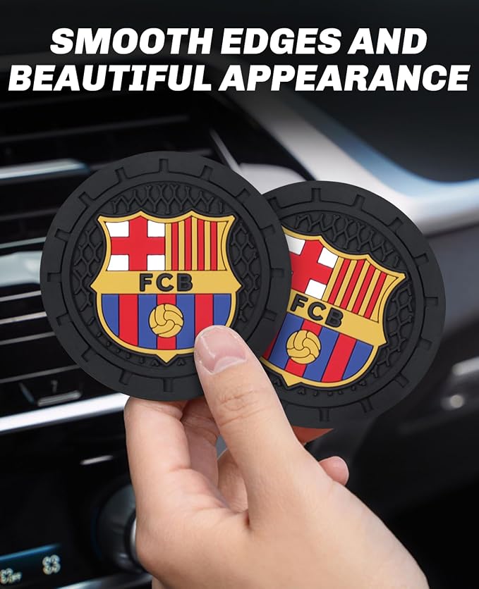 Cup Holder Insert Coaster for FC Barcelona UEFA UCL Fans,Anti Slip Car Cup Coaster Interior Accessories
