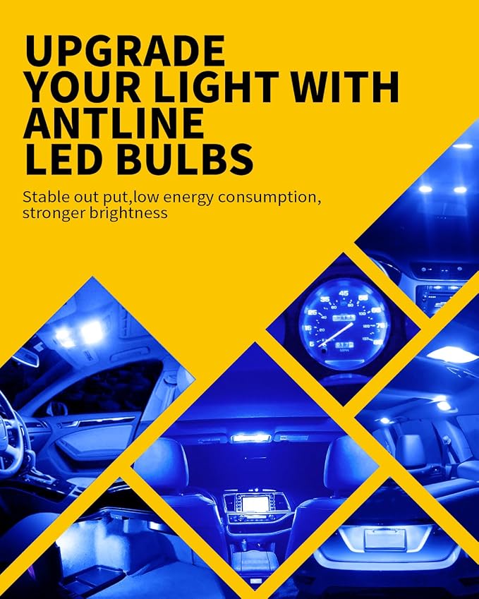 Antline 6614 6641 6612F 6615 F30-WHP TS-14V1CP 28MM 29MM 1.14”LED Bulb Blue, Super Bright Canbus Error Free 12 Volt Replacements for Interior Dome Map Vanity Mirror Sun Visor Lights (Pack of 10)