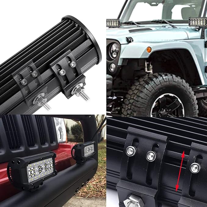 Slide Mounting Bracket LED Bar Base Mounting Brackets Universal Adjustable Side Bracket Kit for Most Work Lights Pod Lights from 4 inch up to 52 inch (Pack of 2)