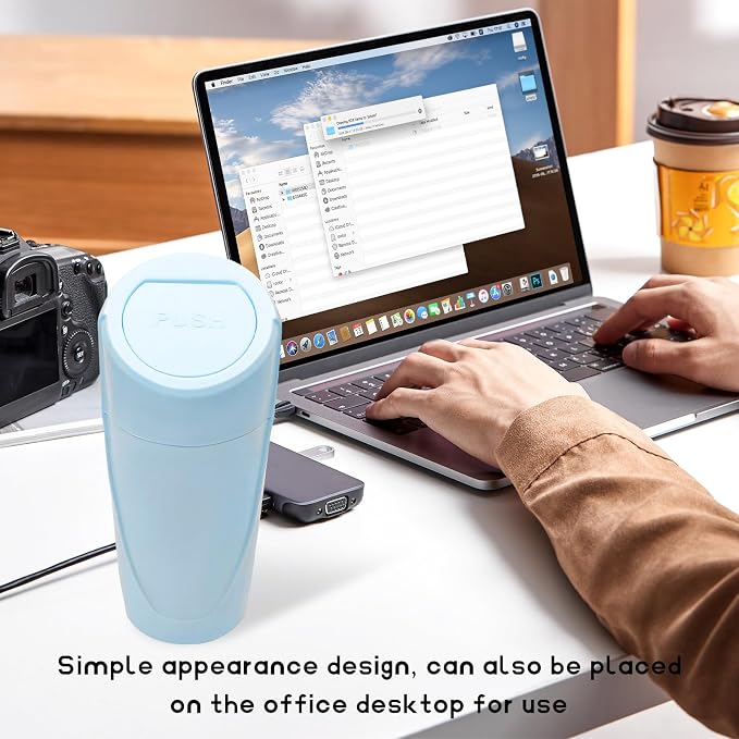 Car Trash Can Bin with Lid, Leakproof Auto Cup Holder Garbage Bin Multipurpose Storage Organizer, Mini Portable Dustbin Side Door Garbage Can for Vehicle Home Office (Light Blue)