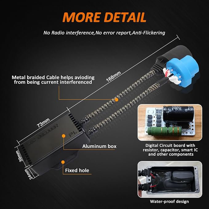 Bestview HB1 9004 Canbus Decoder Kits Compatibility Anti Flickering Resistor Warning Canceler Pack of 2 | Plug and Play Smart Error Free Load Resistor Adapter Kits
