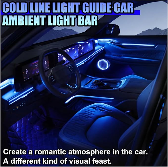 ZIMISI EL Wire Car Interior LED Strip Lights, Neon Light Strip (Blue) | 5V 16FT Car Ambient Lighting Decorations with Sewing Edge, USB Electroluminescent Car Interior Lights with Fuse Protection