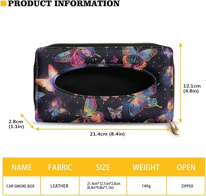 Butterfly Car Sun Visor Tissue Holder PU Leather Automotive Sun Visor Napkin Holder Butterfly Universal Tissue Holder for Car Home Offices