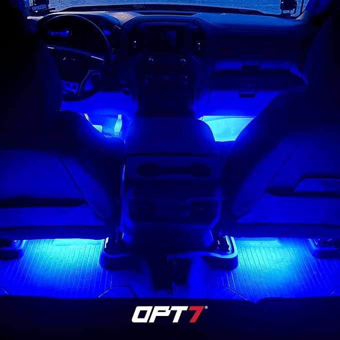OPT7 Aura Pro Multicolor Interior SUV & Van Lights w/App & Remote, 6PC Kit | Extended Interior Lighting, RGB Ambient Footwell Glow, Full SUV Coverage, Sound Sync, 3-Row Car Decor, 12V LED Strips