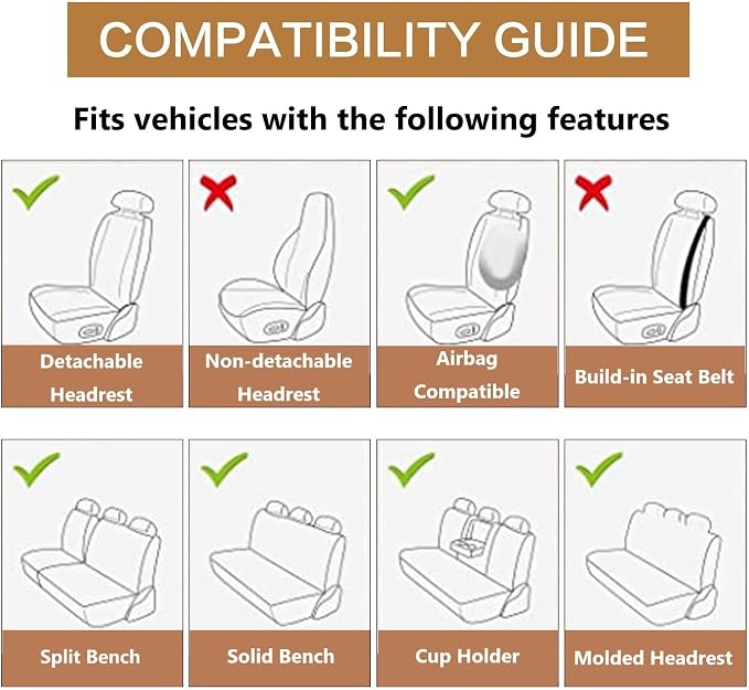 HAIYAOTIMES Leather Car Seat Covers Full Set, Waterproof Faux Leather Seat Covers for Cars, Non-Slip Car Interior Covers Universal Fit for Most Cars Sedans Trucks SUVs, Black