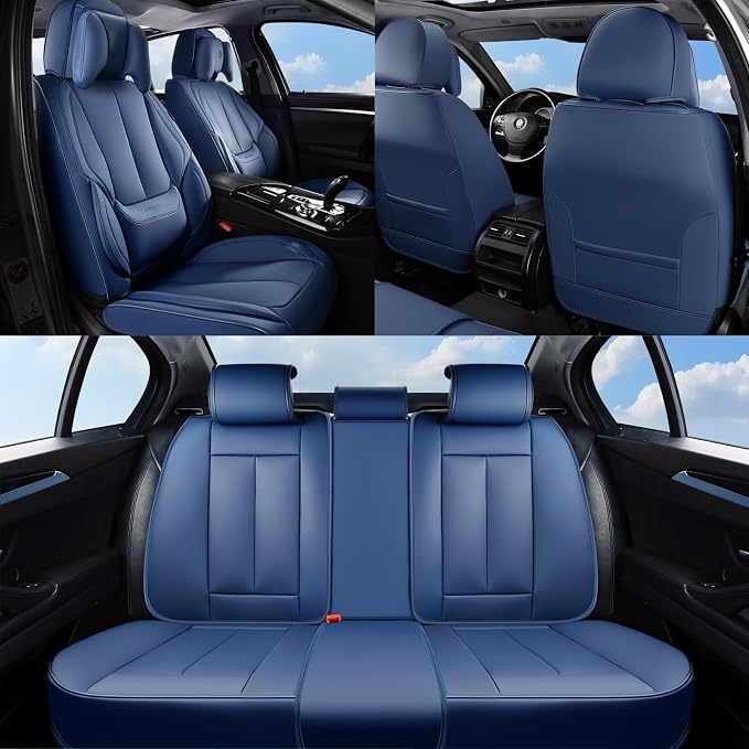 Coverado Car Seat Covers, Seat Covers for Cars, Waterproof Leather Auto Seat Protectors, Leather Car Seat Cushion, Car Interiors Accessories Universal Fit for Most Cars