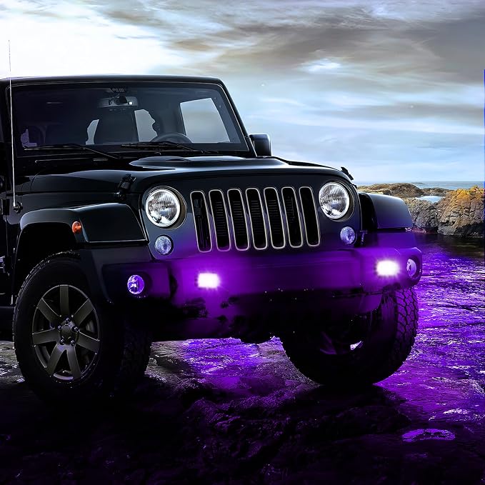 Nilight Flush Mount LED Light Pods 2 PCS 42 W Purple | Spot Flood Combo Beam, 12V 24V Bumper Driving Decoration Neon Off Road Light Bar for Truck ATV UTV SUV Pickup Boat Tractor