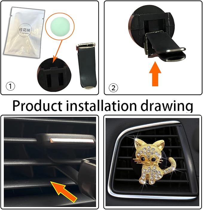 Bling Rhinestone Car Air Vent Clip,Car Air Freshener Vent Clips,Car Air Conditioning Outlet Clip Decorative,Bling Car Accessories Car Interior Decoration Charm,Cute Car Decor