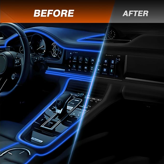 Interior Car LED Strip Lights, RGB 10-in-1 16 Million Colors Ambient Lighting Kit with 470 inches Fiber Optic Wireless APP & Remote Control Music Sync