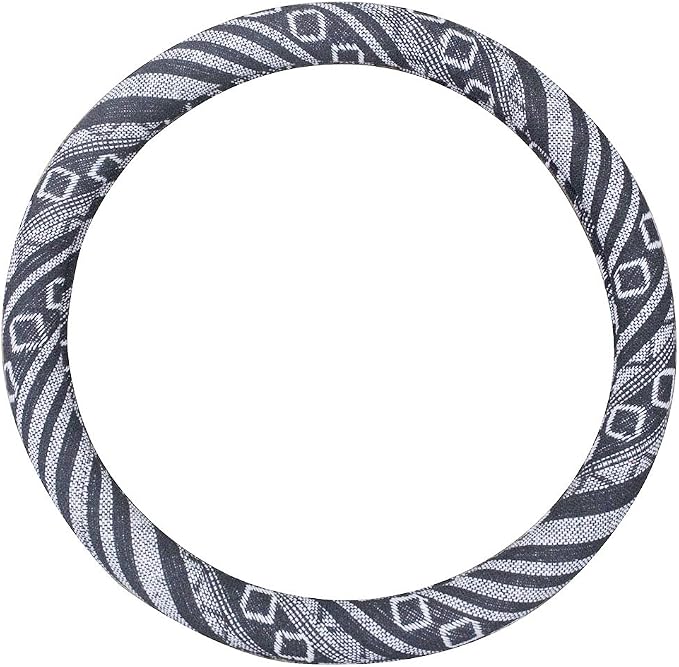 Medium Ethnic Style Coarse Flax Cloth Automotive Steering Wheel Cover Anti Slip and Sweat Absorption Auto Car Wrap Cover (14.5''-15'',G)