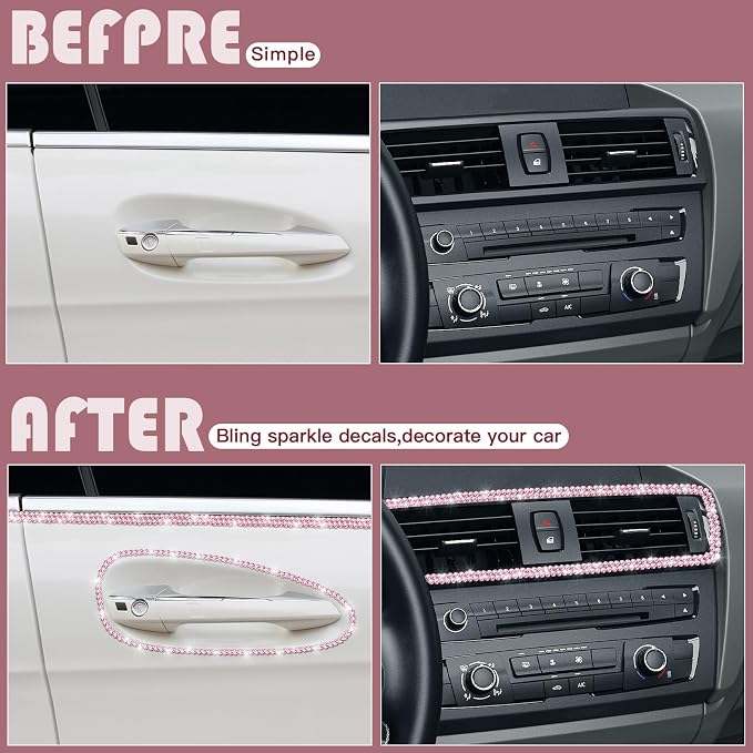 Kingdder 16.4 ft Bling Car Trim Self Adhesive Bling Car Accessories for Women Rhinestone Strip Glitter Diamond Sticker DIY Line Molding Dashboard Decal Shiny Auto Stuff for Interior Exterior Decor16