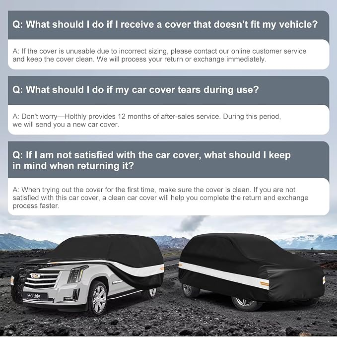 10 Layers SUV Car Cover Custom Fit for Cadillac Escalade ESV (2002-2026), Waterproof All Weather for Automobiles, Outdoor Full Cover Sun Dust Rain Protection with Cotton. Black
