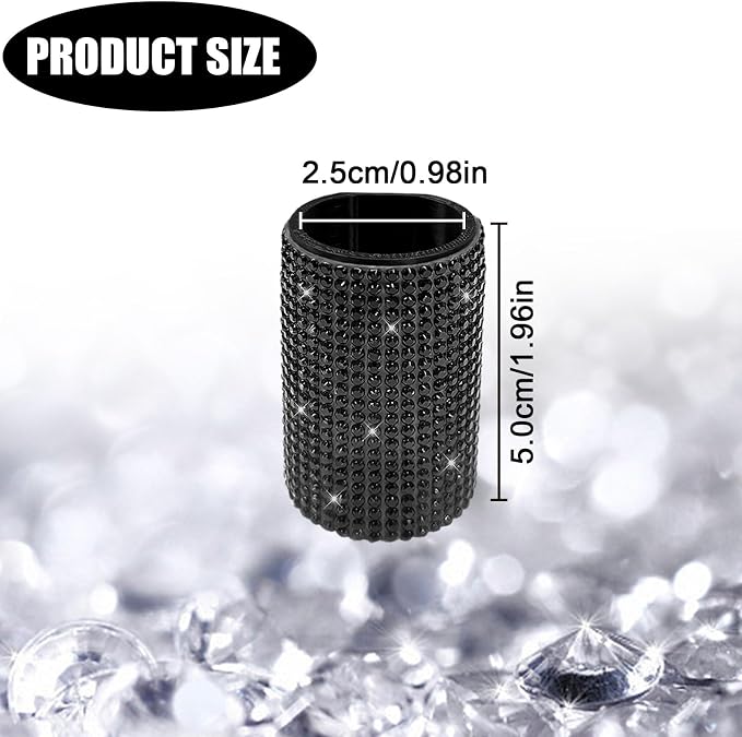 Upright Car Chapstick Holder, Bling Insulating Lip Balm Holder,Rhinestone Car Accessories for Women Interior ,Suitable for Most Vehicles. (Black)