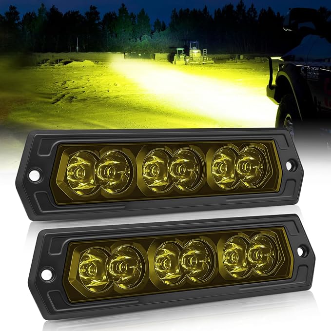 Flush Mount LED Pods Yellow 7 Inch CREE LED Light Bar Flush Mount Reverse Light Spot LED Pods Yellow Fog Lights for Wrangler F150 Toyota Ram Chevy GMC Truck UTV ATV