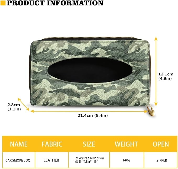 Camouflage Car Visor Accessories Rectangular Sun Visor Napkin Holder PU Leather Visor Tissue Holder Mask Holder for Car Easy to Install
