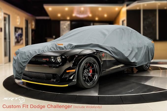 Kayme Heavy Duty Car Cover Custom Fit Dodge Challenger Demon (R/T, SRT, T/A, Hellcat 2008-2025), Waterproof All Weather for Automobiles, Full Exterior Covers Rain Sun UV Protection.