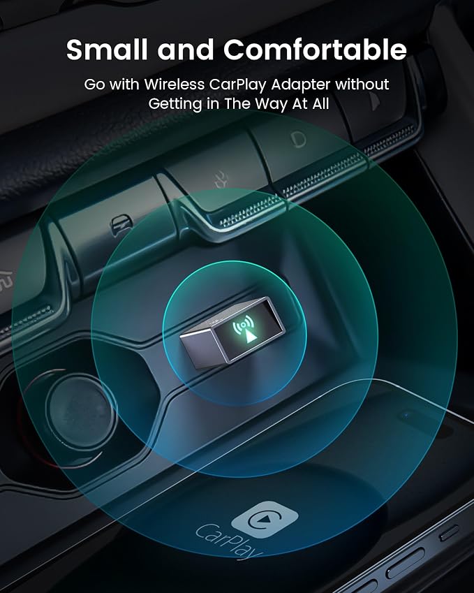Wireless Carplay Adapter for iPhone - Plug & Play Convert Wired to Wireless CarPlay for Cars from 2016 and iOS 10+, Auto Reconnect Mini USB Type A Black